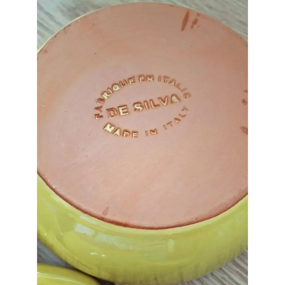 De Silva VTG Yellow Glazed Terracotta Handled Bowls - Made in Italy - 3 Set
